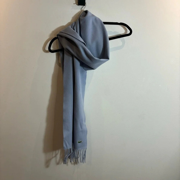 LACOSTE 100% Wool Light  Blue Large Scarf - Picture 2 of 5
